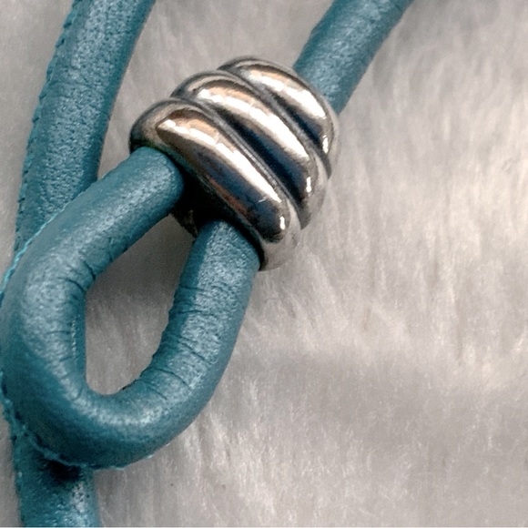 Genuine Pandora Turquoise Leather Double Wrap Bracelet - Picture 4 of 11